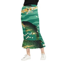 Japanese Koi Fish Maxi Fishtail Chiffon Skirt by Cemarart