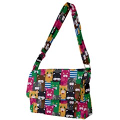 Cat Funny Colorful Pattern Full Print Messenger Bag (l) by Grandong