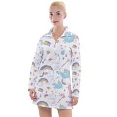 Unicorn Diamond Rainbow Shooting Star Women s Long Sleeve Casual Dress by Grandong