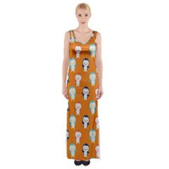 Cute Penguin Funny Pattern Thigh Split Maxi Dress by Grandong