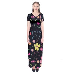 Beautiful Flower Plants Aesthetic Secret Garden Short Sleeve Maxi Dress by Grandong