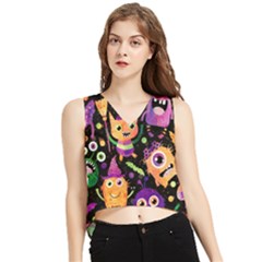 Fun Halloween Monsters V-neck Cropped Tank Top by Grandong