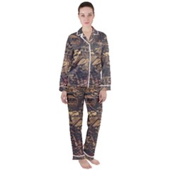 Vintage Cityscape City Retro Old Women s Long Sleeve Satin Pajamas Set	 by Cemarart
