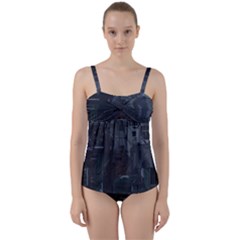 Abstract Tech Computer Motherboard Technology Twist Front Tankini Set by Cemarart