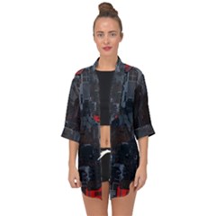 Abstract Tech Computer Motherboard Technology Open Front Chiffon Kimono by Cemarart