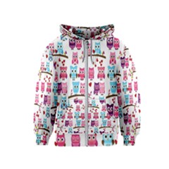 Owl Pattern Kids  Zipper Hoodie by Cemarart