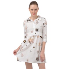 Golden-snowflake Mini Skater Shirt Dress by saad11