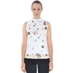 Golden-snowflake Mock Neck Shell Top by saad11