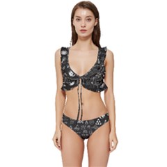 Doodle Art Chemistry Art Low Cut Ruffle Edge Bikini Set by Cemarart