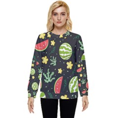 Watermelon Doodle Pattern Hidden Pocket Sweatshirt by Cemarart