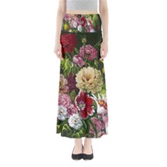 Parrot Painting Flower Art Full Length Maxi Skirt by Cemarart