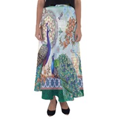 Royal Peacock Feather Art Fantasy Flared Maxi Skirt by Cemarart