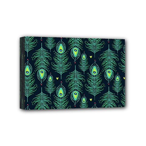 Peacock Pattern Mini Canvas 6  X 4  (stretched) by Cemarart