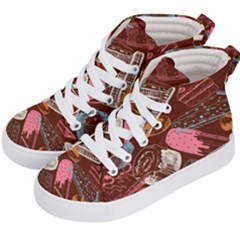 Sweet Food Seamless Pattern Kids  Hi-top Skate Sneakers by Cemarart