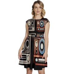 Retro Cameras Old Vintage Antique Cap Sleeve High Waist Dress by Grandong