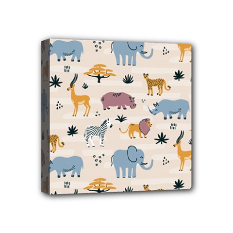 Wild Animals Seamless Pattern Mini Canvas 4  X 4  (stretched) by Ndabl3x