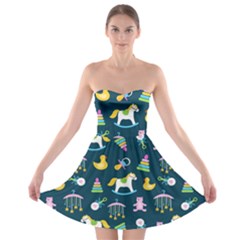 Cute Babies Toys Seamless Pattern Strapless Bra Top Dress by Ndabl3x