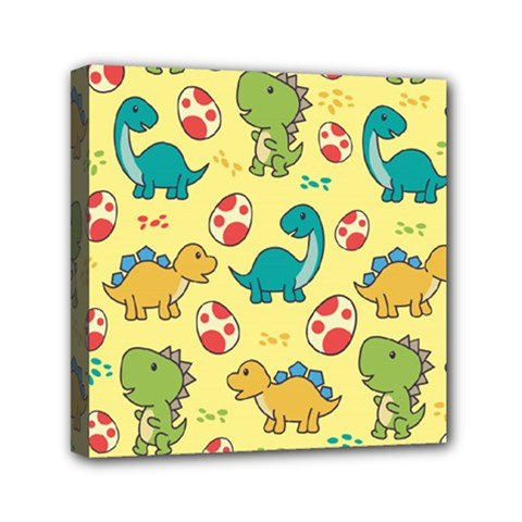 Seamless Pattern With Cute Dinosaurs Character Mini Canvas 6  X 6  (stretched) by Ndabl3x