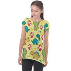 Seamless Pattern With Cute Dinosaurs Character Cap Sleeve High Low Top by Ndabl3x