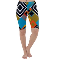 Retro Pattern Abstract Art Colorful Square Cropped Leggings  by Ndabl3x