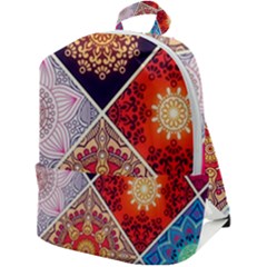 Mandala Pattern Zip Up Backpack by Ndabl3x