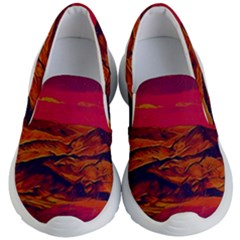 Time Wind Polishpattern Architecture Building City Cityscape Nature Pop-art Pop Surrealism  Retrowave Kids Lightweight Slip Ons by Cemarart