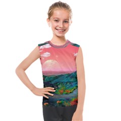 Unicorn Valley Aesthetic Clouds Landscape Mountain Nature Pop Art Surrealism Retrowave Kids  Mesh Tank Top by Cemarart