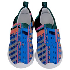 Fantasy City Architecture Building Cityscape Kids  Velcro No Lace Shoes by Cemarart