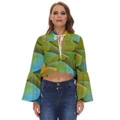Parrot Feathers Texture Feathers Backgrounds Boho Long Bell Sleeve Top by nateshop