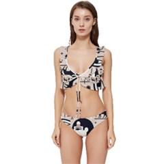 Egypt Pyramid Nature Desert Low Cut Ruffle Edge Bikini Set by Proyonanggan