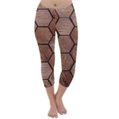 Wooden Triangles Texture, Wooden ,texture, Wooden Capri Winter Leggings  by nateshop