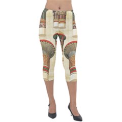 Egyptian Architecture Column Lightweight Velour Capri Leggings  by Proyonanggan