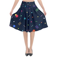 Abstract Minimalism Digital Art, Flared Midi Skirt by nateshop