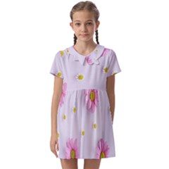 Springpurple Flower On A Purple Background Kids  Asymmetric Collar Dress by nateshop
