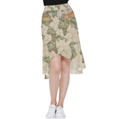 Vintage World Map Aesthetic Frill Hi Low Chiffon Skirt by Cemarart