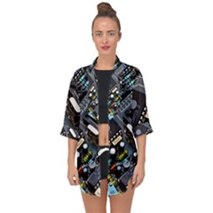 Motherboard Board Circuit Electronic Technology Open Front Chiffon Kimono by Cemarart