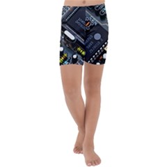 Motherboard Board Circuit Electronic Technology Kids  Lightweight Velour Capri Yoga Leggings by Cemarart