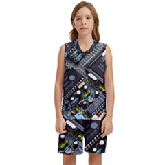 Motherboard Board Circuit Electronic Technology Kids  Basketball Mesh Set by Cemarart