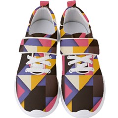 Retro Colorful Background, Geometric Abstraction Men s Velcro Strap Shoes by nateshop