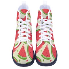 Cute Watermelon Seamless Pattern Women s High-top Canvas Sneakers by Grandong