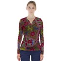 Authentic Aboriginal Art - Connections V-Neck Long Sleeve Top View1