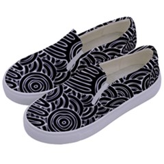 Authentic Aboriginal Art - Meeting Places Kids  Canvas Slip Ons by hogartharts