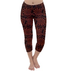 Brown Floral Pattern Floral Greek Ornaments Capri Winter Leggings  by nateshop
