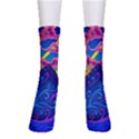 Blue And Purple Mountain Painting Psychedelic Colorful Lines Crew Socks View1