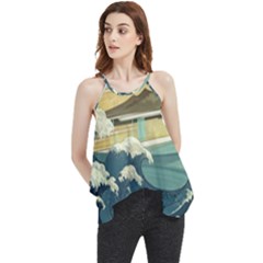 Sea Asia Waves Japanese Art The Great Wave Off Kanagawa Flowy Camisole Tank Top by Cemarart