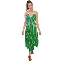 Golf Course Par Golf Course Green Halter Tie Back Dress  by Cemarart
