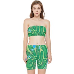 Golf Course Par Golf Course Green Stretch Shorts And Tube Top Set by Cemarart