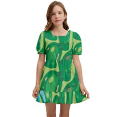 Golf Course Par Golf Course Green Kids  Short Sleeve Dolly Dress by Cemarart