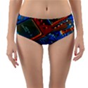 Gray Circuit Board Electronics Electronic Components Microprocessor Reversible Mid-Waist Bikini Bottoms View3