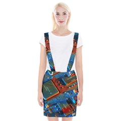 Gray Circuit Board Electronics Electronic Components Microprocessor Braces Suspender Skirt by Cemarart